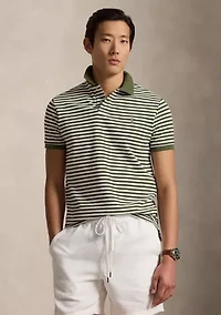 Men's Custom Slim Fit Striped Mesh Polo Shirt