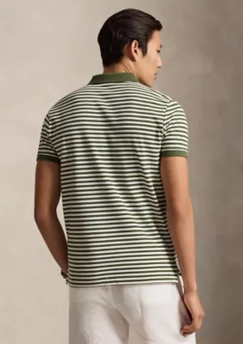 Men's Custom Slim Fit Striped Mesh Polo Shirt