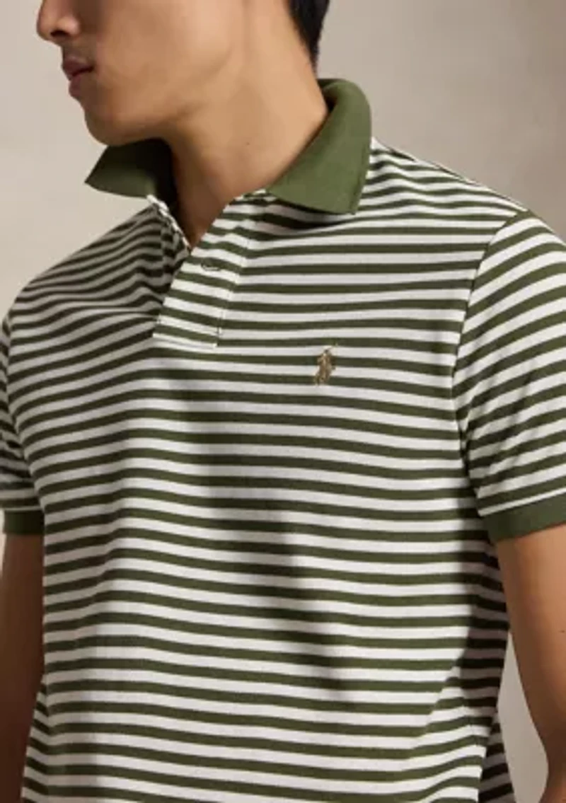 Men's Custom Slim Fit Striped Mesh Polo Shirt