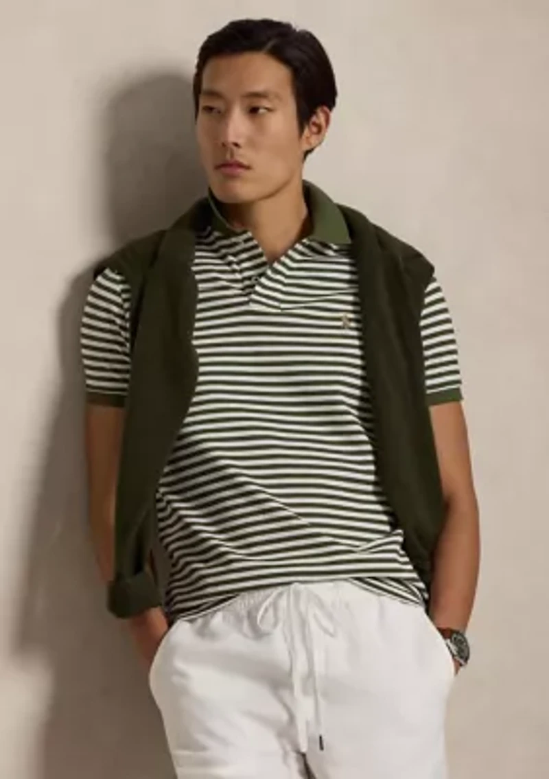 Men's Custom Slim Fit Striped Mesh Polo Shirt
