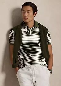 Men's Custom Slim Fit Striped Mesh Polo Shirt