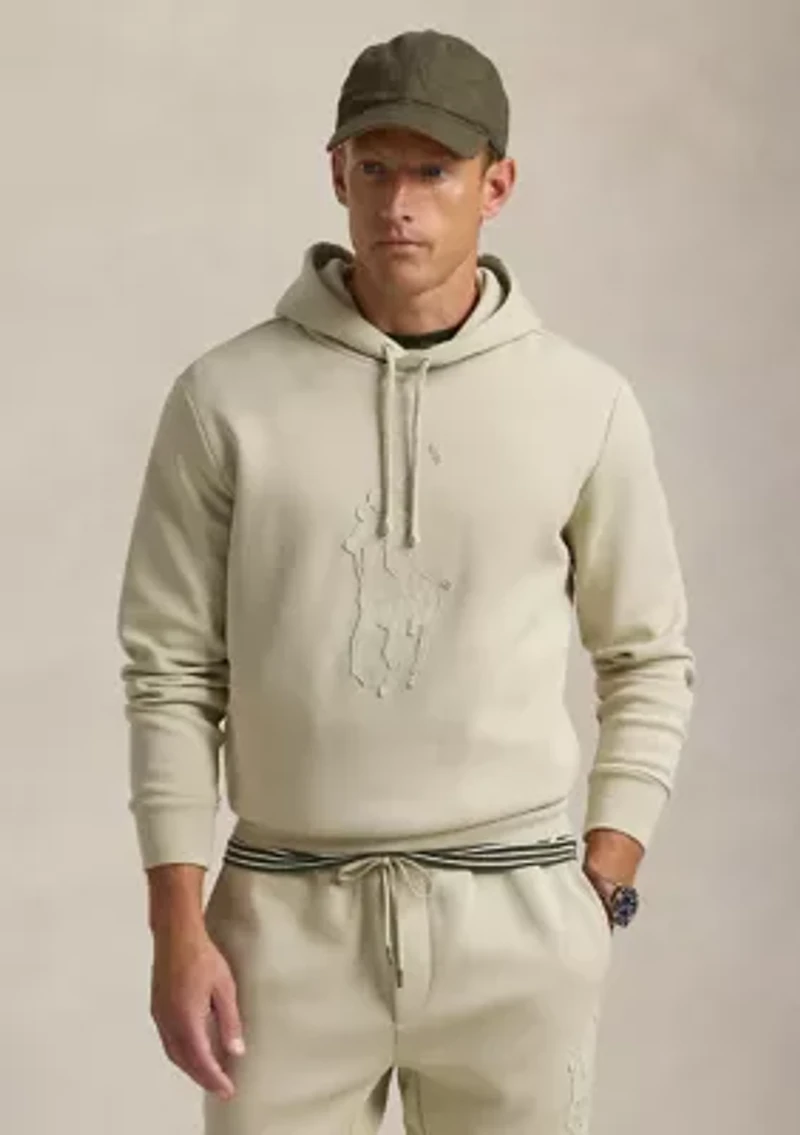 Leather-Pony Double-Knit Hoodie