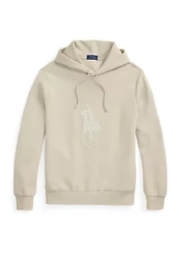 Leather-Pony Double-Knit Hoodie