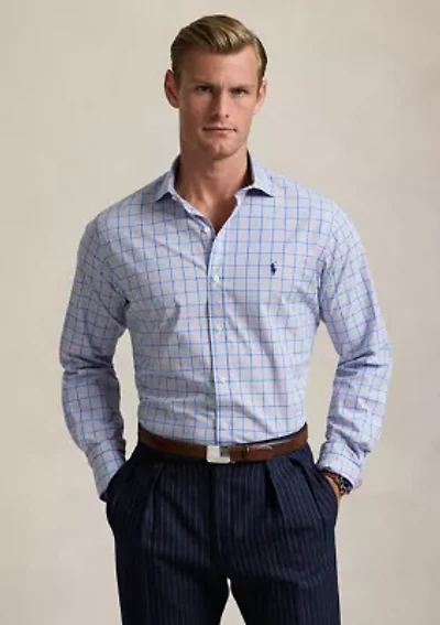 Classic Fit Plaid Stretch Poplin Shirt