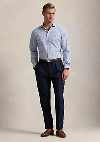 Classic Fit Plaid Stretch Poplin Shirt