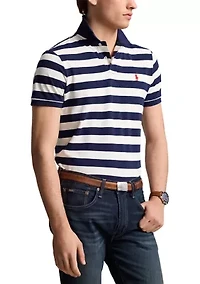 Classic Fit Striped Mesh Polo Shirt