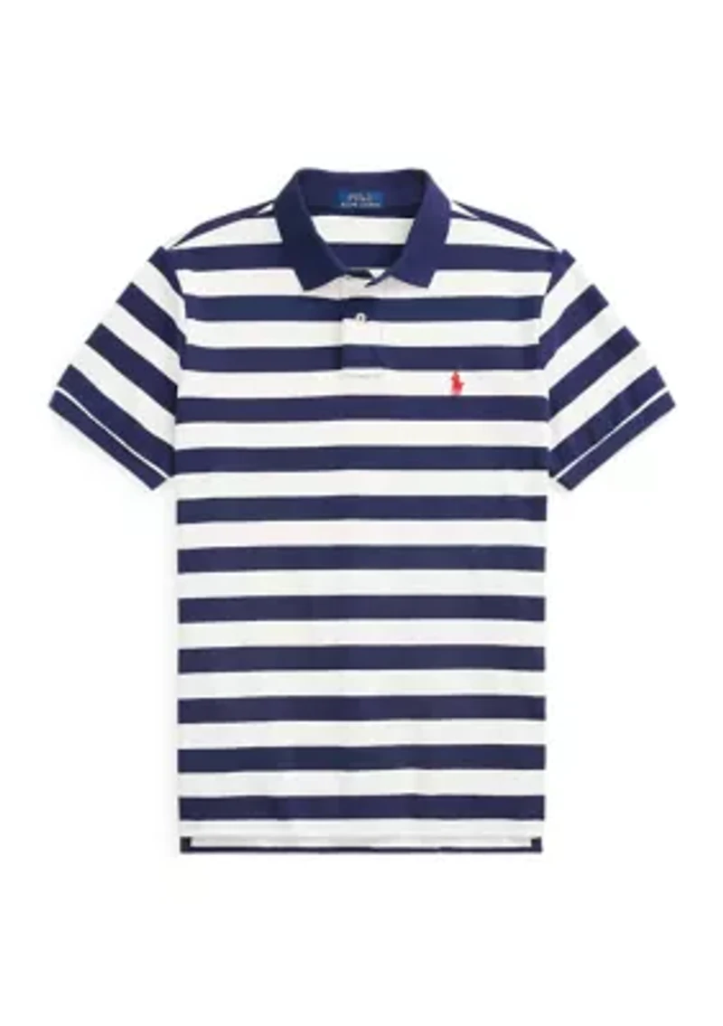 Classic Fit Striped Mesh Polo Shirt