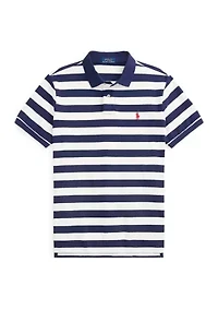 Classic Fit Striped Mesh Polo Shirt
