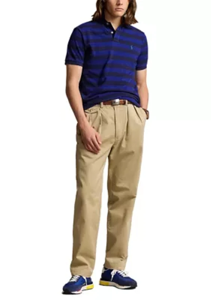Classic Fit Striped Mesh Polo Shirt