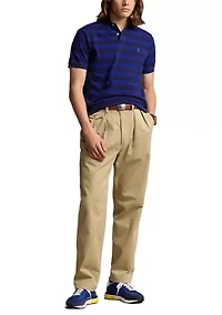 Classic Fit Striped Mesh Polo Shirt