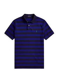 Classic Fit Striped Mesh Polo Shirt