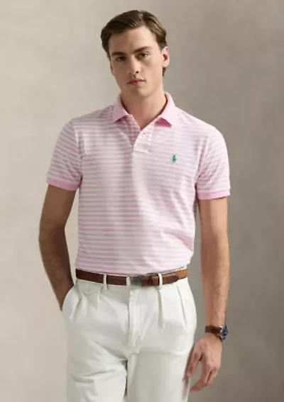 Classic Fit Striped Mesh Polo Shirt