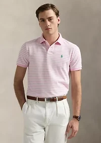 Classic Fit Striped Mesh Polo Shirt