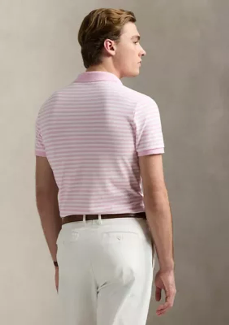 Classic Fit Striped Mesh Polo Shirt