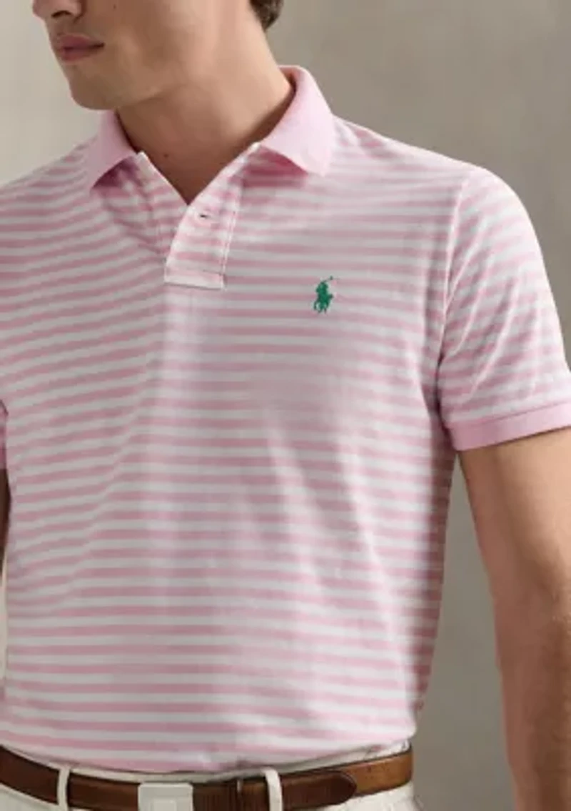 Classic Fit Striped Mesh Polo Shirt
