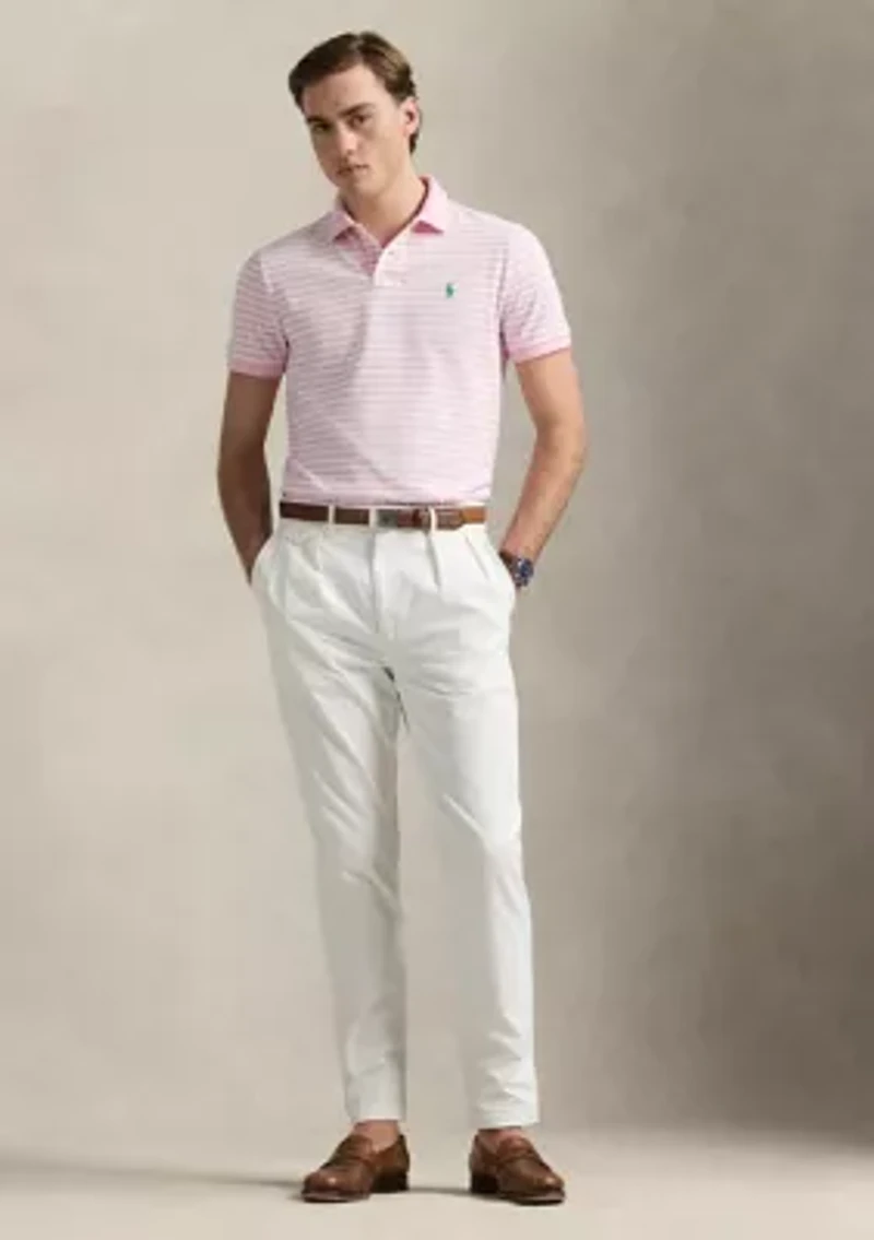 Classic Fit Striped Mesh Polo Shirt