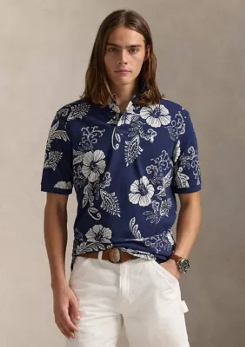 Classic Fit Hibiscus Mesh Polo Shirt