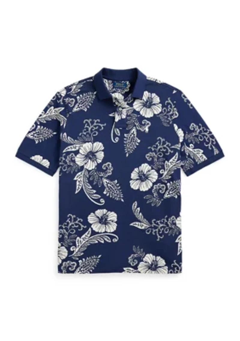 Classic Fit Hibiscus Mesh Polo Shirt