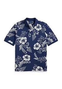 Classic Fit Hibiscus Mesh Polo Shirt