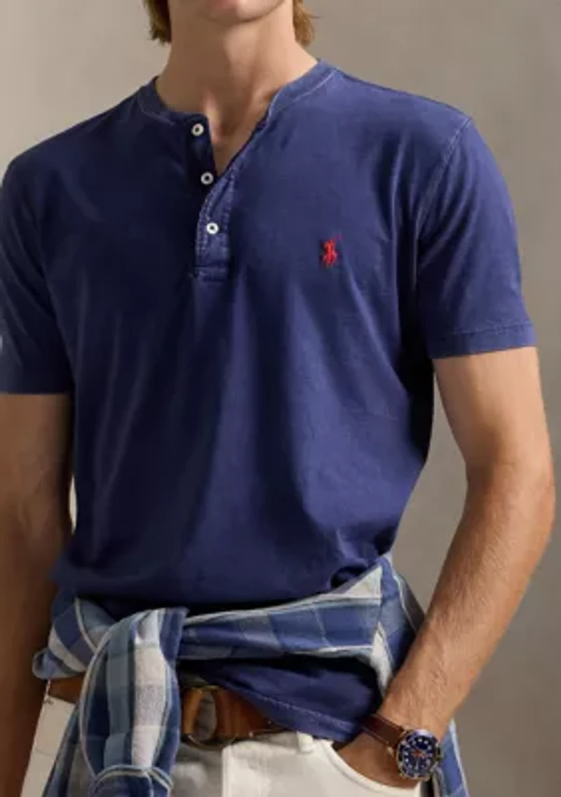 Slub Jersey Short-Sleeve Henley Shirt