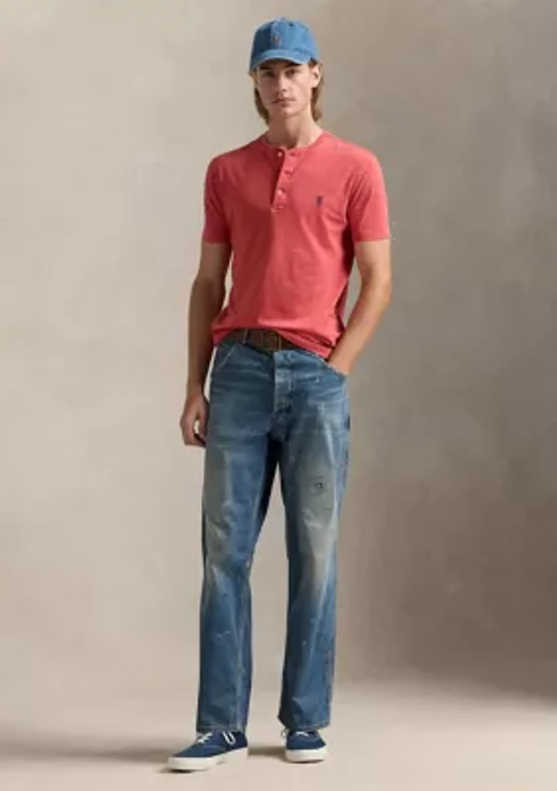 Slub Jersey Short-Sleeve Henley Shirt