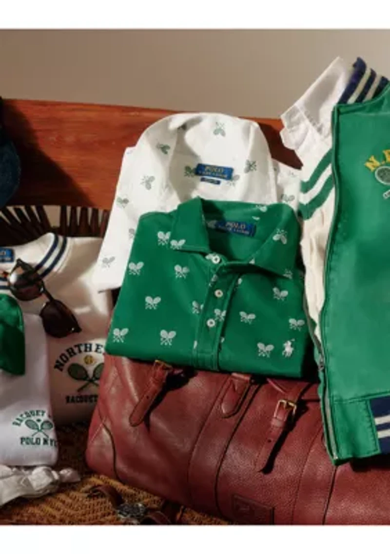 Classic Fit Racquet-Print Polo Shirt