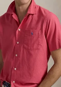 Classic Fit Linen Cotton Camp Shirt