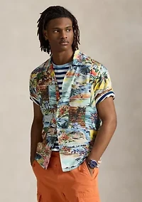 Classic Fit Patchwork Print Camp Shirt