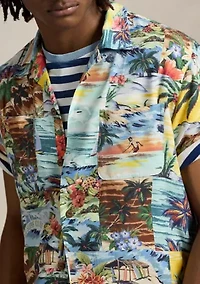 Classic Fit Patchwork Print Camp Shirt