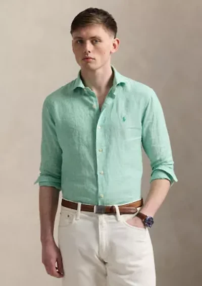 Classic Fit Houndstooth Linen Shirt
