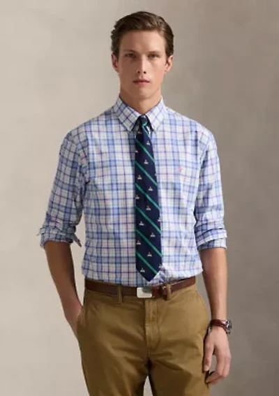 Classic Fit Checked Stretch Poplin Shirt