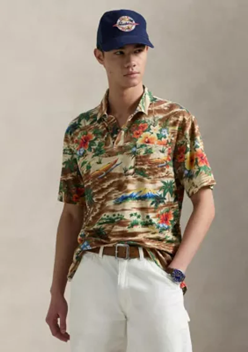Classic Fit Tropical Linen Cotton Polo Shirt