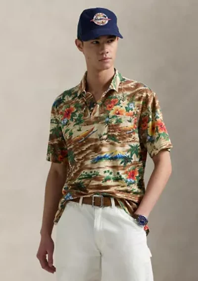 Classic Fit Tropical Linen Cotton Polo Shirt