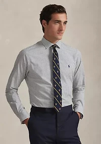 Classic Fit Plaid Stretch Poplin Shirt