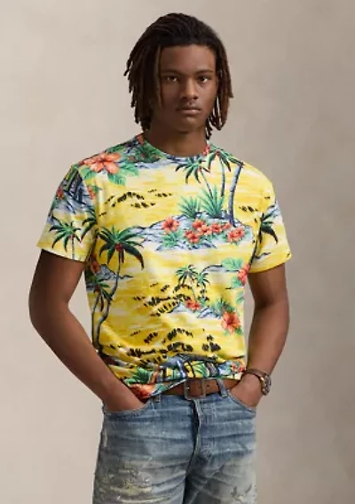 Classic Fit Beach Print Jersey T-Shirt