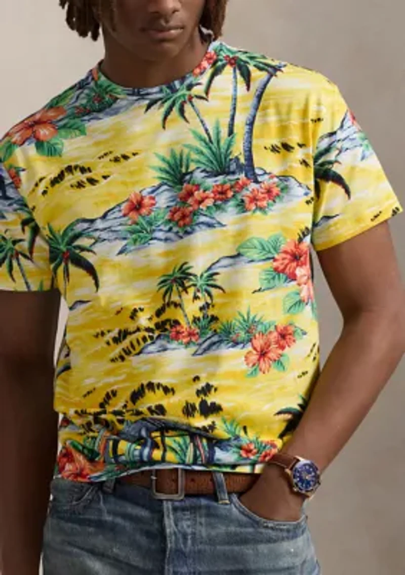 Classic Fit Beach Print Jersey T-Shirt