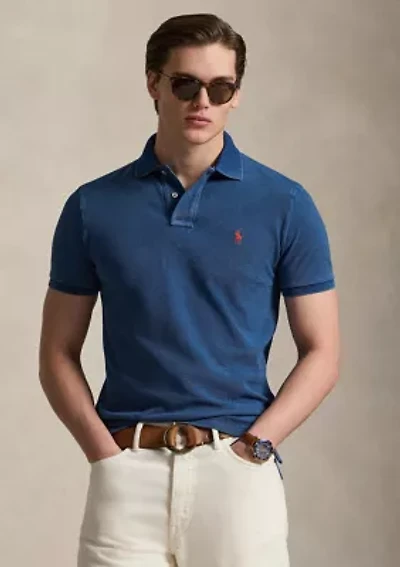 Men's Custom Slim Fit Indigo Mesh Polo Shirt