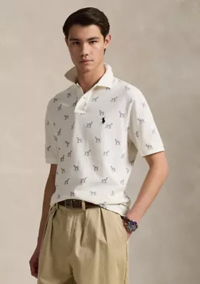 Classic Fit Dog-Print Mesh Polo Shirt