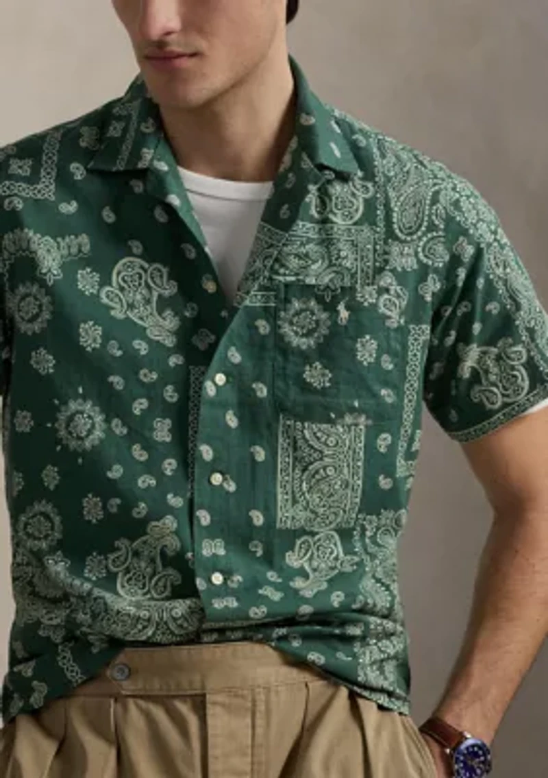 Classic Fit Bandanna-Print Camp Shirt
