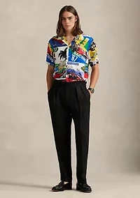 Classic Fit Racing-Print Camp Shirt