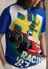 Classic Fit Mesh Graphic Polo Shirt