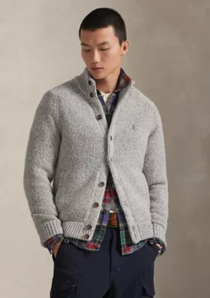Wool-Blend Mock Neck Cardigan
