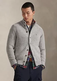Wool-Blend Mock Neck Cardigan