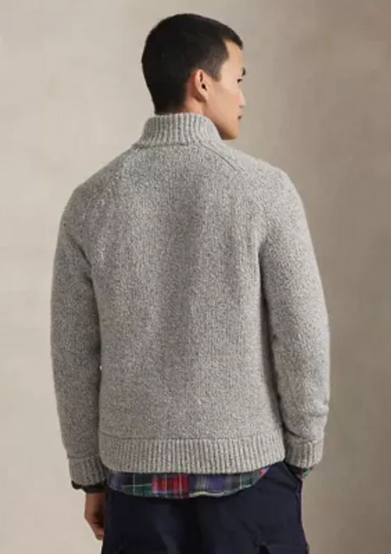 Wool-Blend Mock Neck Cardigan