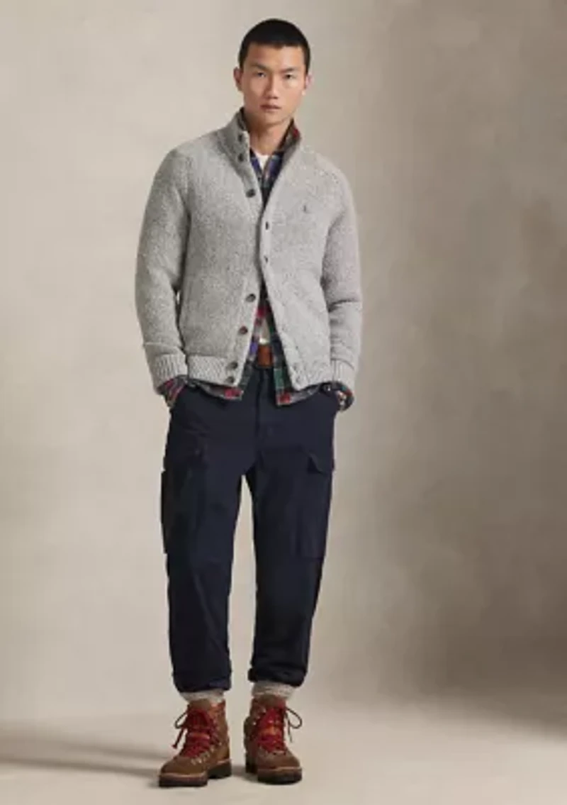 Wool-Blend Mock Neck Cardigan