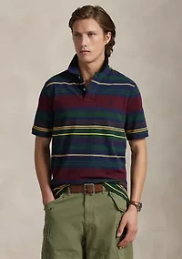 Classic Fit Striped Mesh Polo Shirt