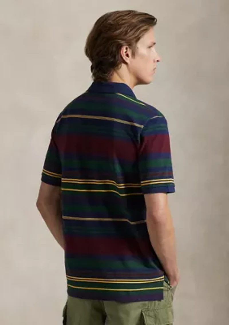 Classic Fit Striped Mesh Polo Shirt