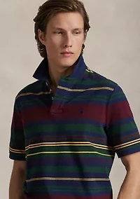 Classic Fit Striped Mesh Polo Shirt
