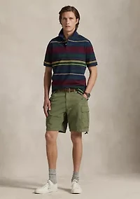 Classic Fit Striped Mesh Polo Shirt