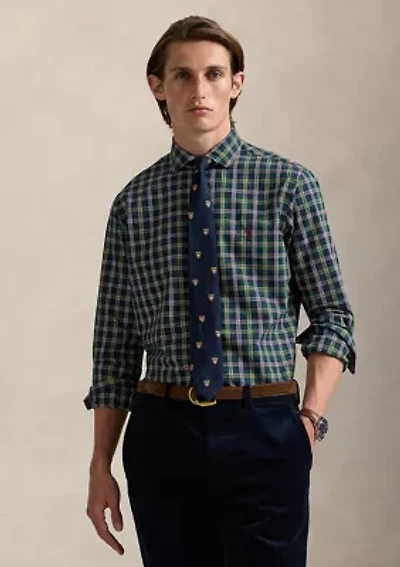 Classic Fit Plaid Poplin Shirt